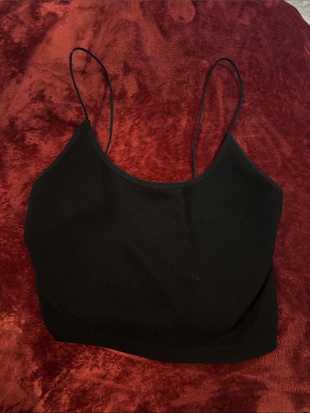 Black Ribbed Spaghetti Strap Tank Top - Picture 2 of 9